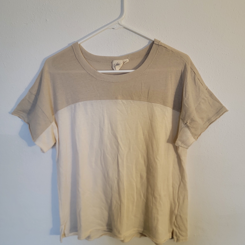 White Crow Cream and Tan Short Sleeve Tee